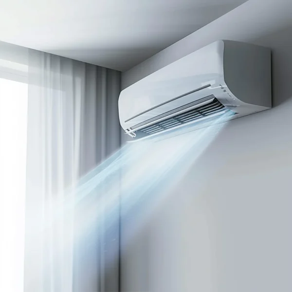 Installateur plaatst airco in moderne woonkamer